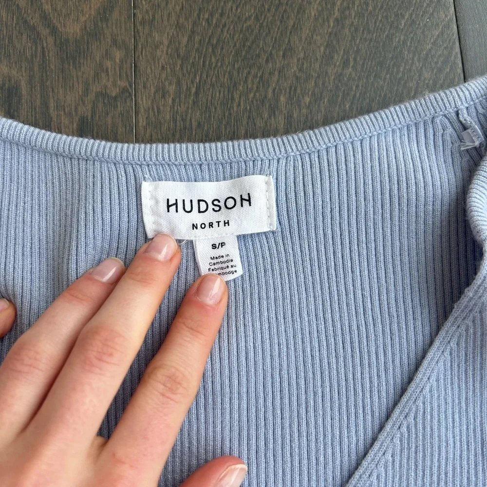 Hudson North Soft Blue V-Neck Sweater - Picture 2 of 8